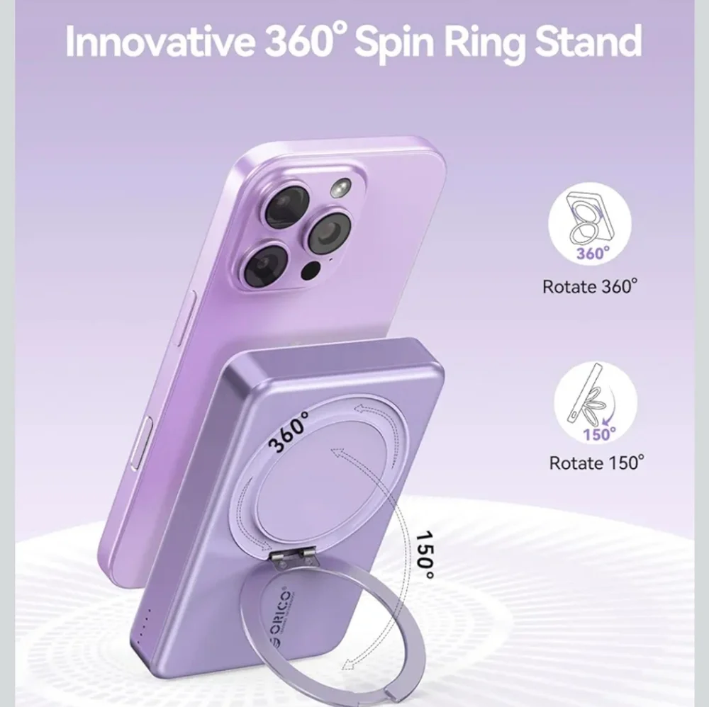 Folding Desktop Phone Stand & Purple Power Bank